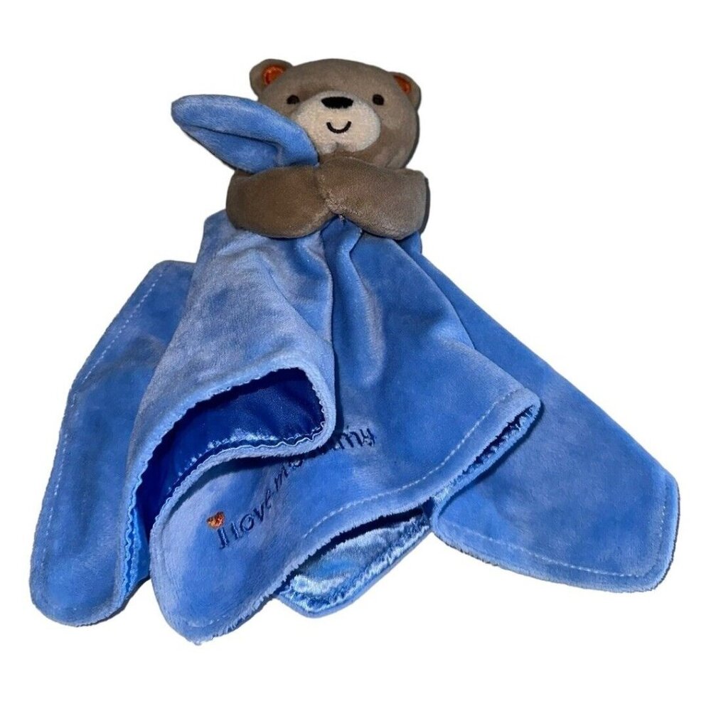 Magic Years Plush Teddy Bear Embroidered I Love Mommy Lovey Blue